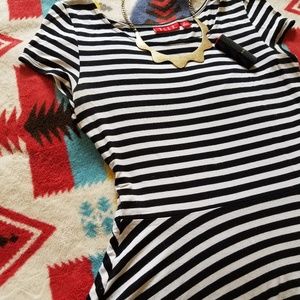 Black/White Striped Peplum top